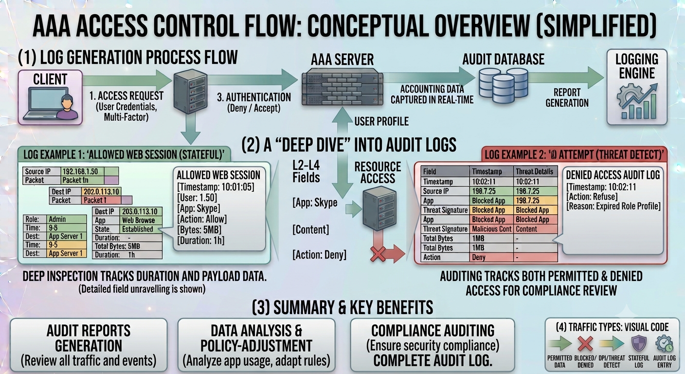 AAA authentication authorization accounting access control flow