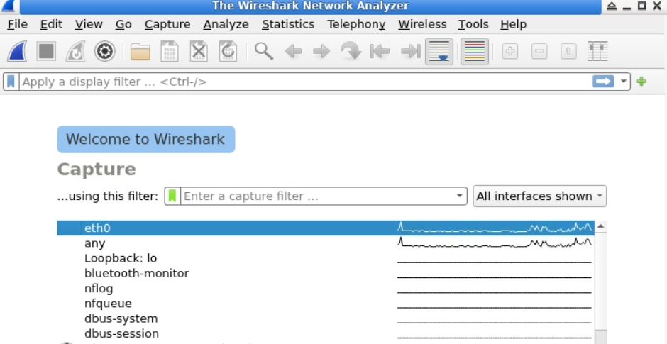 Wireshark Welcome Screen